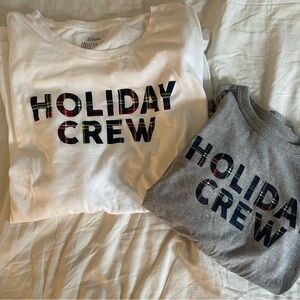 J. crew Factory “Holiday Crew” matching long sleeve tees (Women’s L, Kid’s XS)